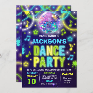 Dance Party Invitation Neon Glow Dance Party