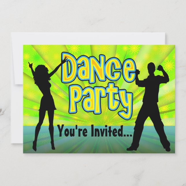 Dance Party, Neon Green/Black Invitation (Front)
