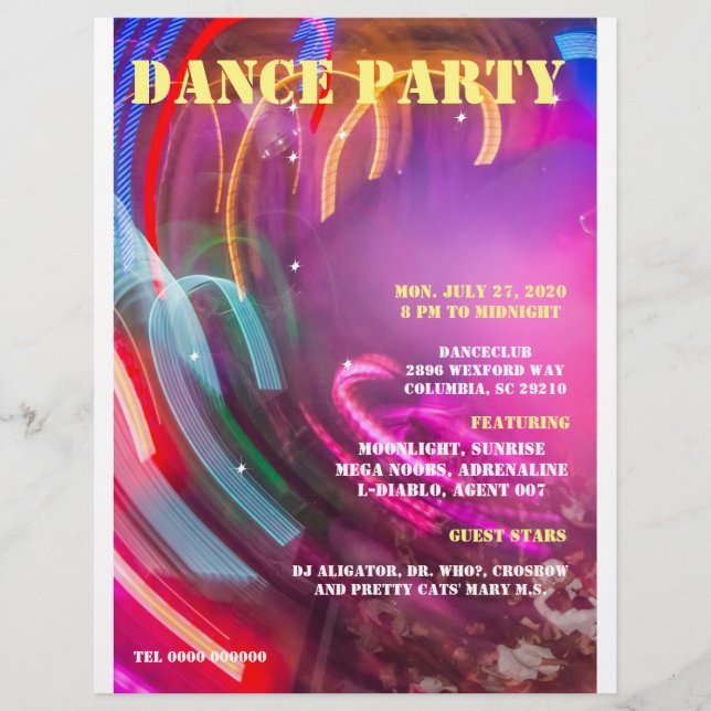 DANCE PARTY SPINNING TOP CUSTOMIZABLE, TEXT. FLYER (Front)