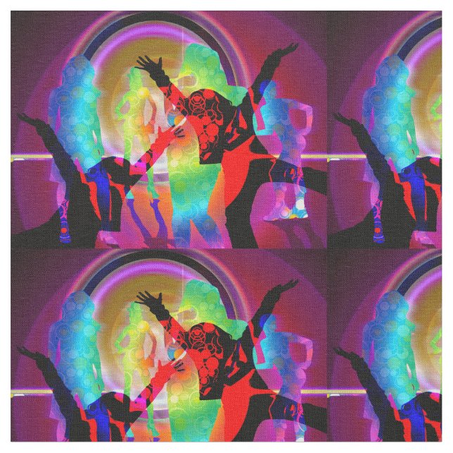 Dance Party With Glow In The Dark Colours Fabric (Close Up)