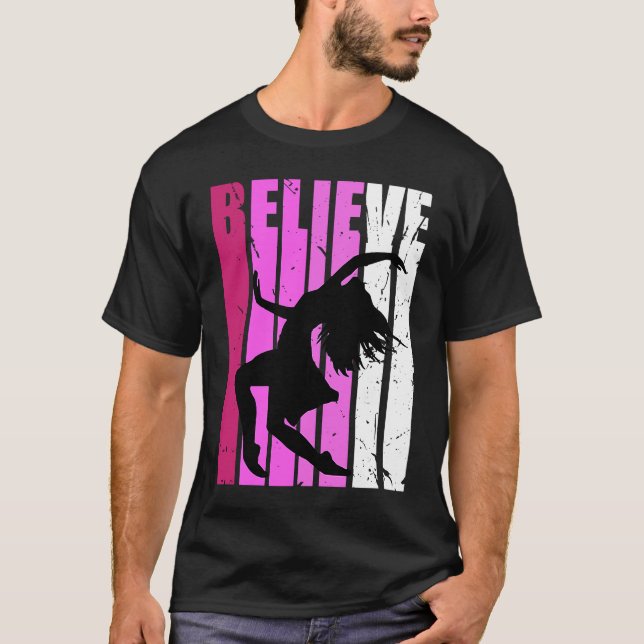 Dance Pink Dancer Fan Believe Motivational Musical T-Shirt (Front)