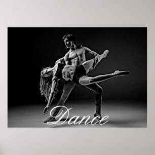 Dance Poster, Black and White Romantic Dance Photo Poster