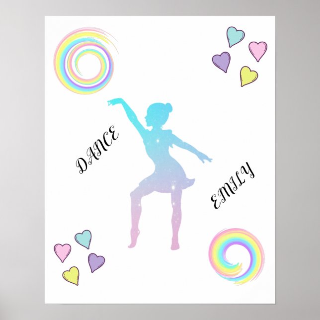Dance poster with hearts & swirls. (Front)