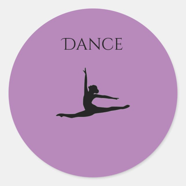 Dance purple round stickers. classic round sticker (Front)