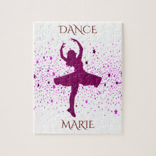 Dance puzzle for girls. Personalized name.