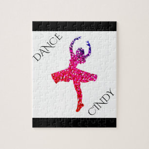 Dance puzzle for girls. Personalized name.