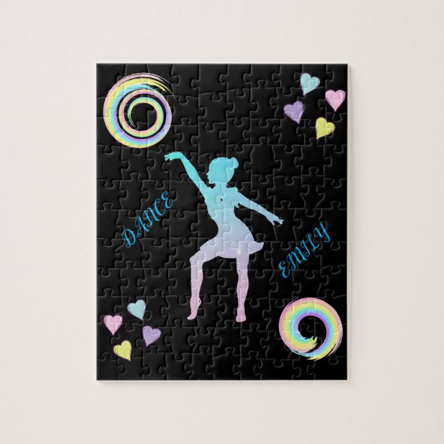 Dance puzzle with hearts & swirls. (Vertical)