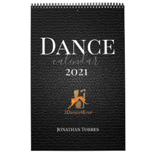 Dance Quote Black Leather Image, Logo and Name Calendar