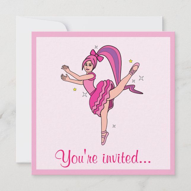Dance Recital Ballet: Ballerina with Bow Invitation (Front)
