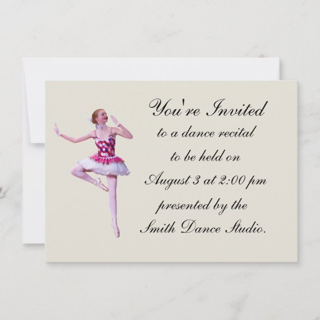 Dance Recital Invitation, Ballerina, Customisable Invitation (Front)