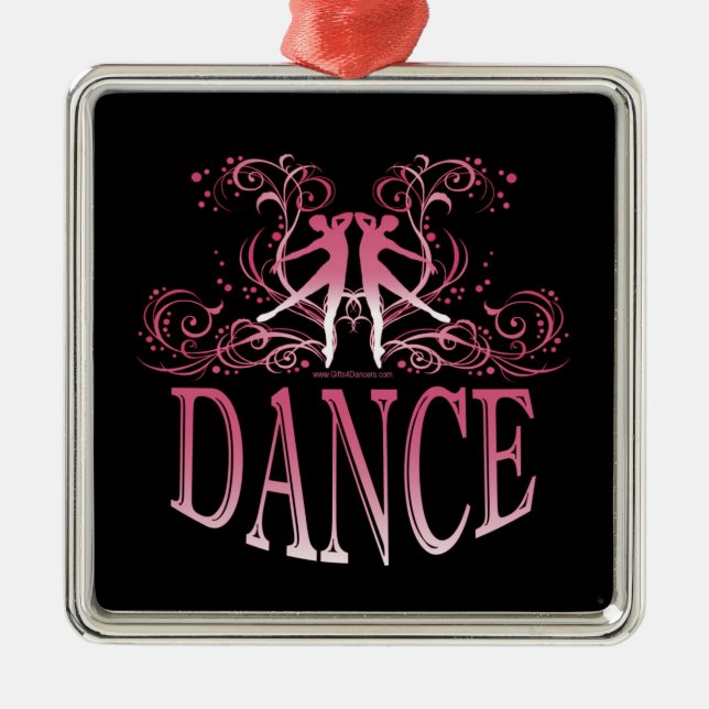 Dance Scrolls Premium Square Ornament (rose) (Front)