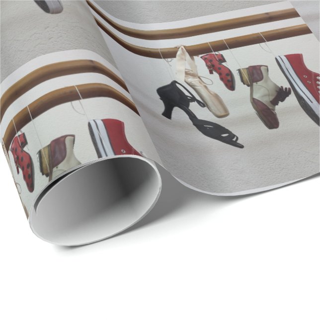 Dance Shoes Hanging From Rod Printed Gift Wrap (Roll Corner)