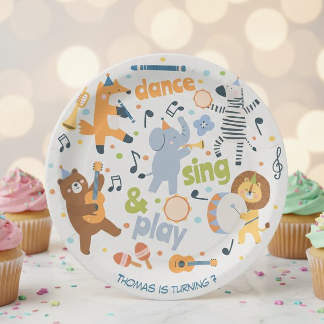 Dance sing and play kids birthday paper plate (Creator Uploaded)