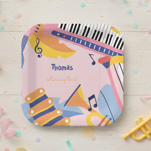 Dance sing and play kids birthday paper plate