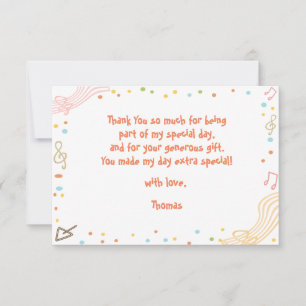 Dance sing and play kids birthday thank you card