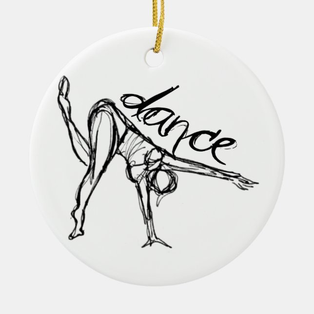 Dance Sketch Ceramic Ornament (Front)