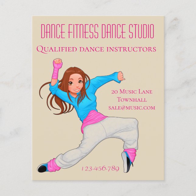 Dance studio dance lessons business flyer (Front)