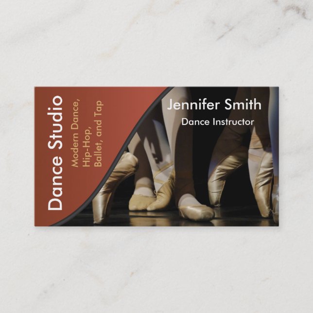 Dance Studio Instructor Template Business Card (Front)