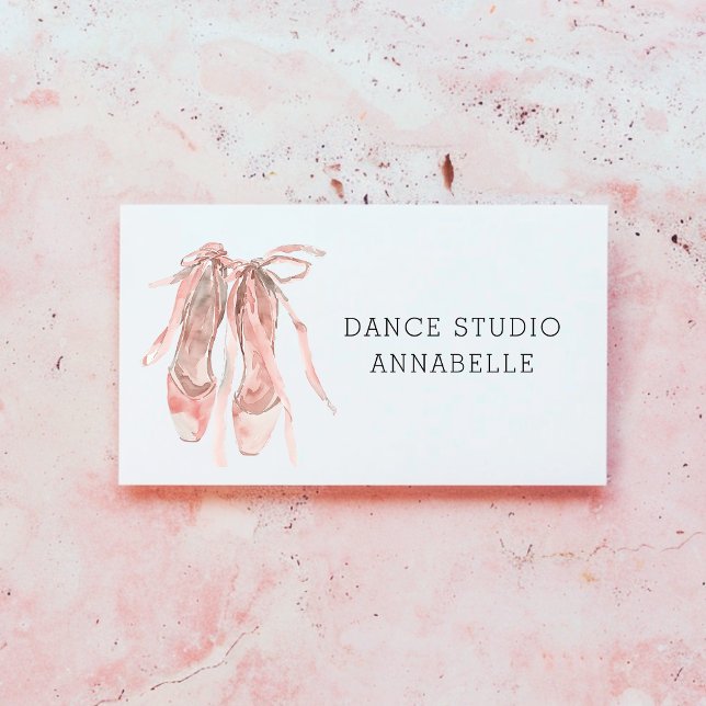 Dance Studio School Rose Pink Ballet Shoes Business Card (Creator Uploaded)