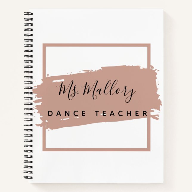 Dance Teacher Black and Rose Gold Personalised Notebook (Front)