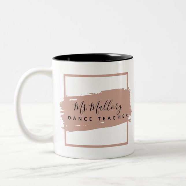 Dance Teacher Black and Rose Gold Personalized Two-Tone Coffee Mug (Left)