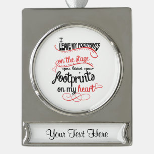 Dance Teacher - Footprints on the Heart Silver Plated Banner Ornament