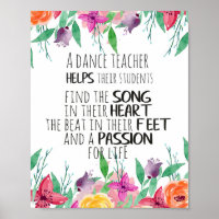 Dance teacher gift Appreciation Thank you quote