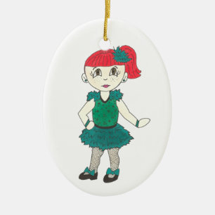 Dance Teacher Gift Green Tap Recital Costume Ceramic Ornament