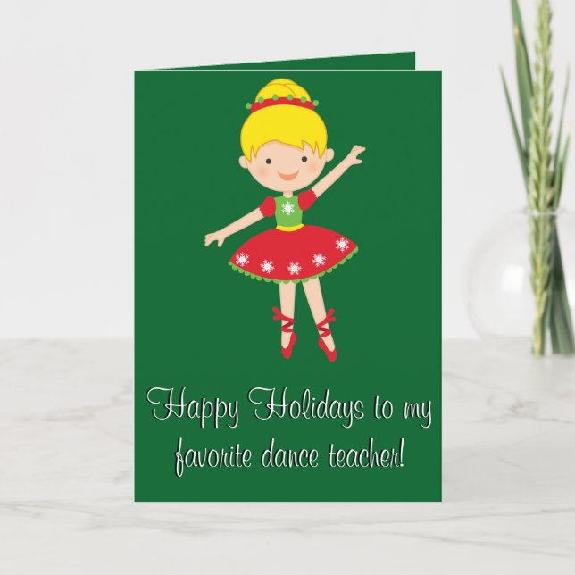 Dance Teacher Happy Holidays Card (Front)
