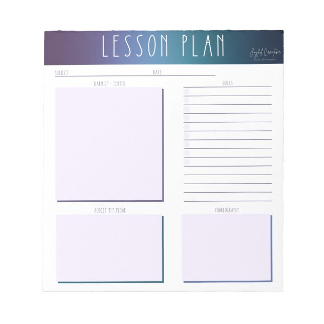 Dance Teacher Lesson Plan Notepad (Front)