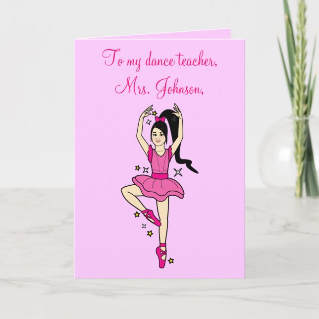 Dance Teacher Thank You Ballerina with Stars Card (Front)