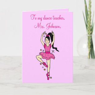 Dance Teacher Thank You Ballerina with Stars Card