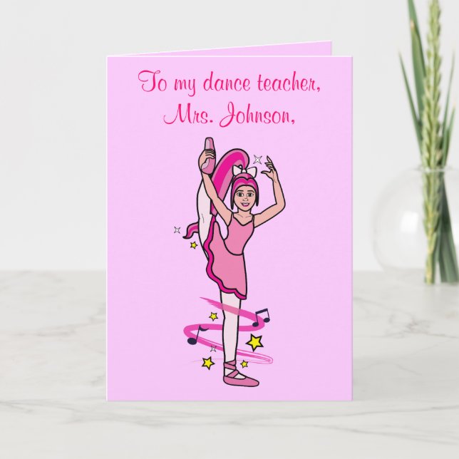 Dance Teacher Thank You Customisable Card (Front)