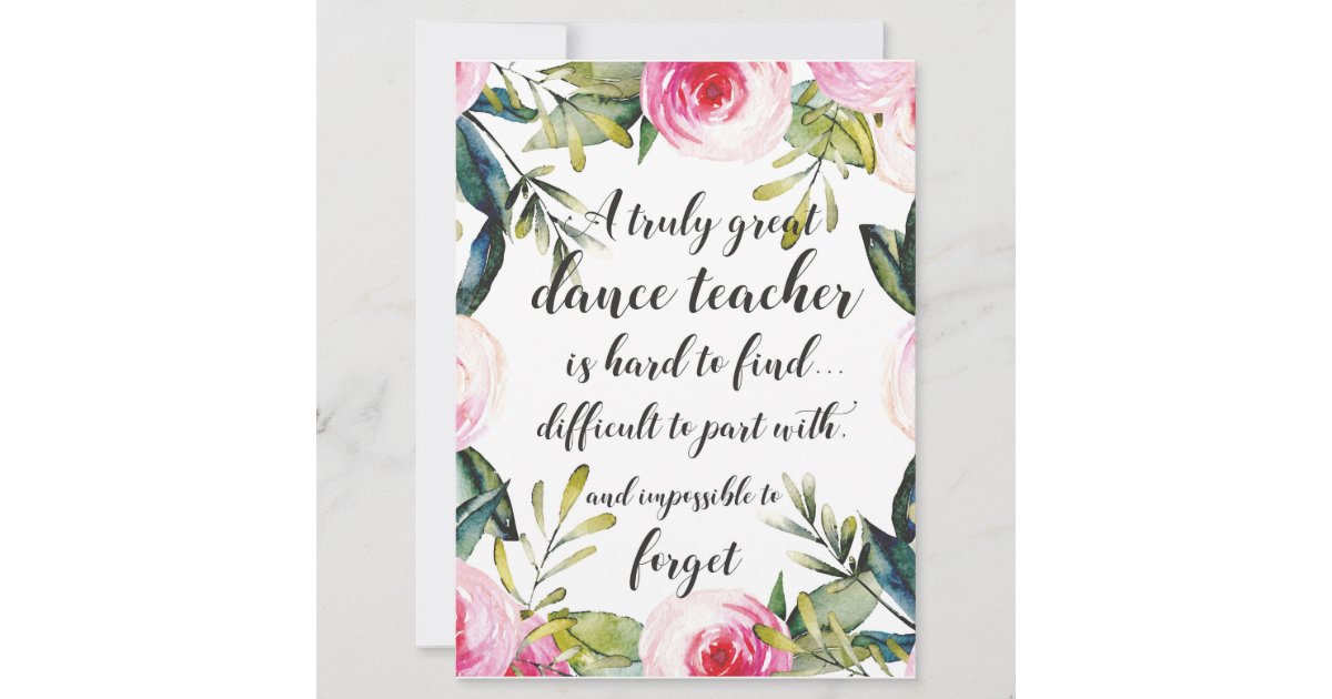 dance teacher thank you wishes for dance teacher card zazzlecomau