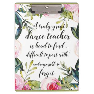 Dance Teacher Thank you Wishes for Dance Teacher Clipboard