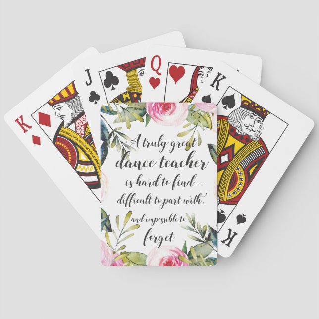 Dance Teacher Thank you Wishes for Dance Teacher Playing Cards (Back)