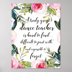 Dance Teacher Thank you Wishes for Dance Teacher Poster