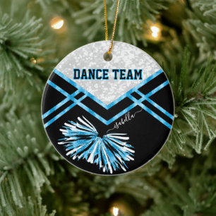 Dance Team Black, White and Baby Blue  Ceramic Ornament