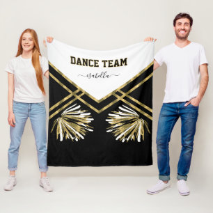 Dance Team Black, White and Gold Fleece Blanket