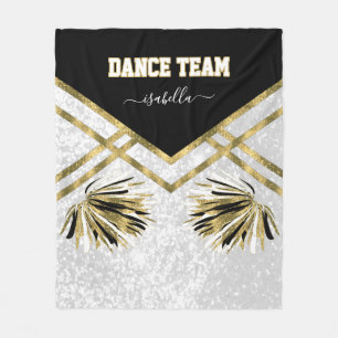 Dance Team Black, White and Gold Fleece Blanket