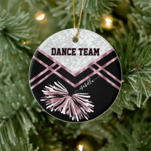Dance Team Black, White and Pink Rose Ceramic Ornament