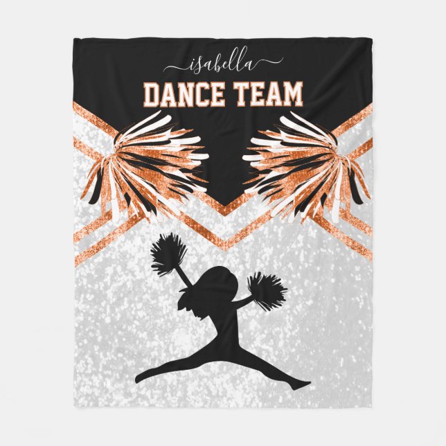 Dance Team Orange, Black and White   Fleece Blanke Blanket (Front)
