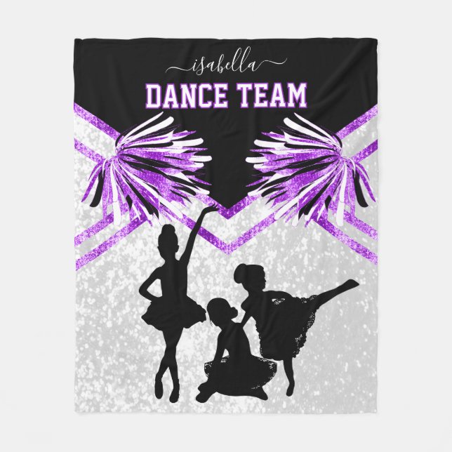 Dance Team Purple, Black and White  Fleece Blanket (Front)