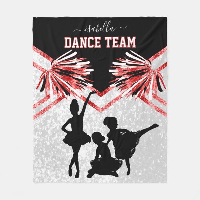 Dance Team Red, Black and White Fleece Blanket (Front)