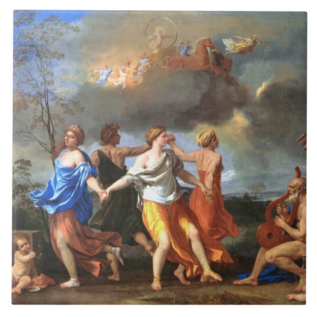 Dance to the Music of Time (by Nicholas Poussin) Ceramic Tile (Front)