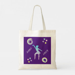 Dance tote bag with hearts & swirls.