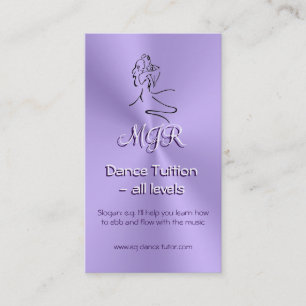 Dance Tutor, Monogram, Dancers Logo, lilac Business Card