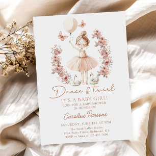 Dance & Twirl Ballerina Ballet Baby Shower        Invitation