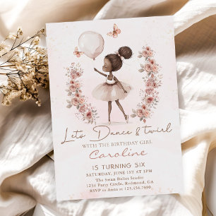 Dance & Twirl Ballerina Ballet Birthday Invitation