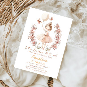 Dance & Twirl Ballerina Ballet Birthday Invitation